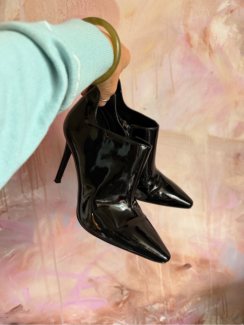 Michael Kors Black Patent Pointed-Toe Stiletto Booties